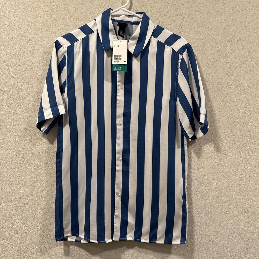 H&M striped button-up mens size XS NWT